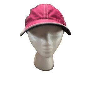 Pink Baseball Cap With White Stitching & Black Trim Adjustable Strapback Closure